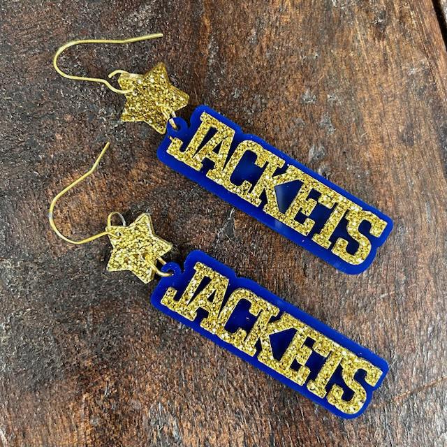 'Jackets' Gold & Navy Earrings- Aspen & Lark