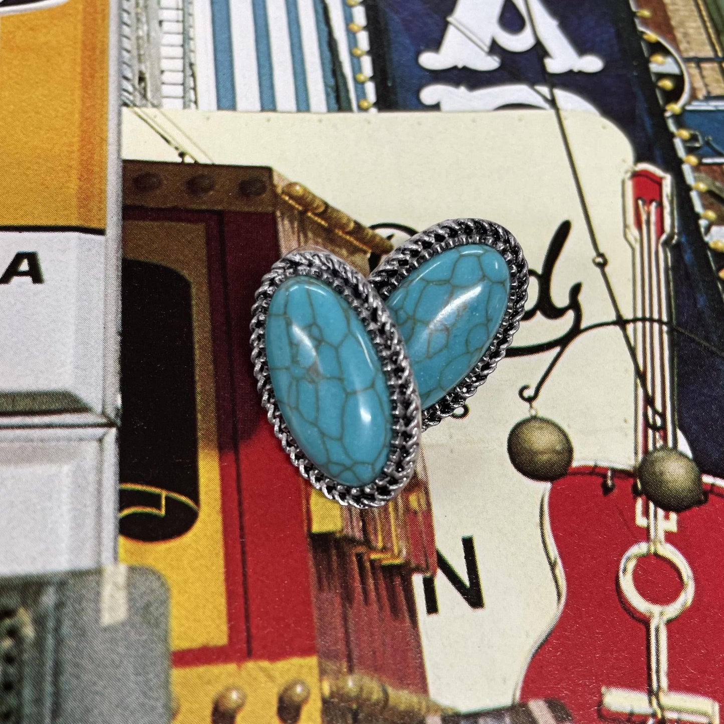 Oval Turquoise Post Earrings