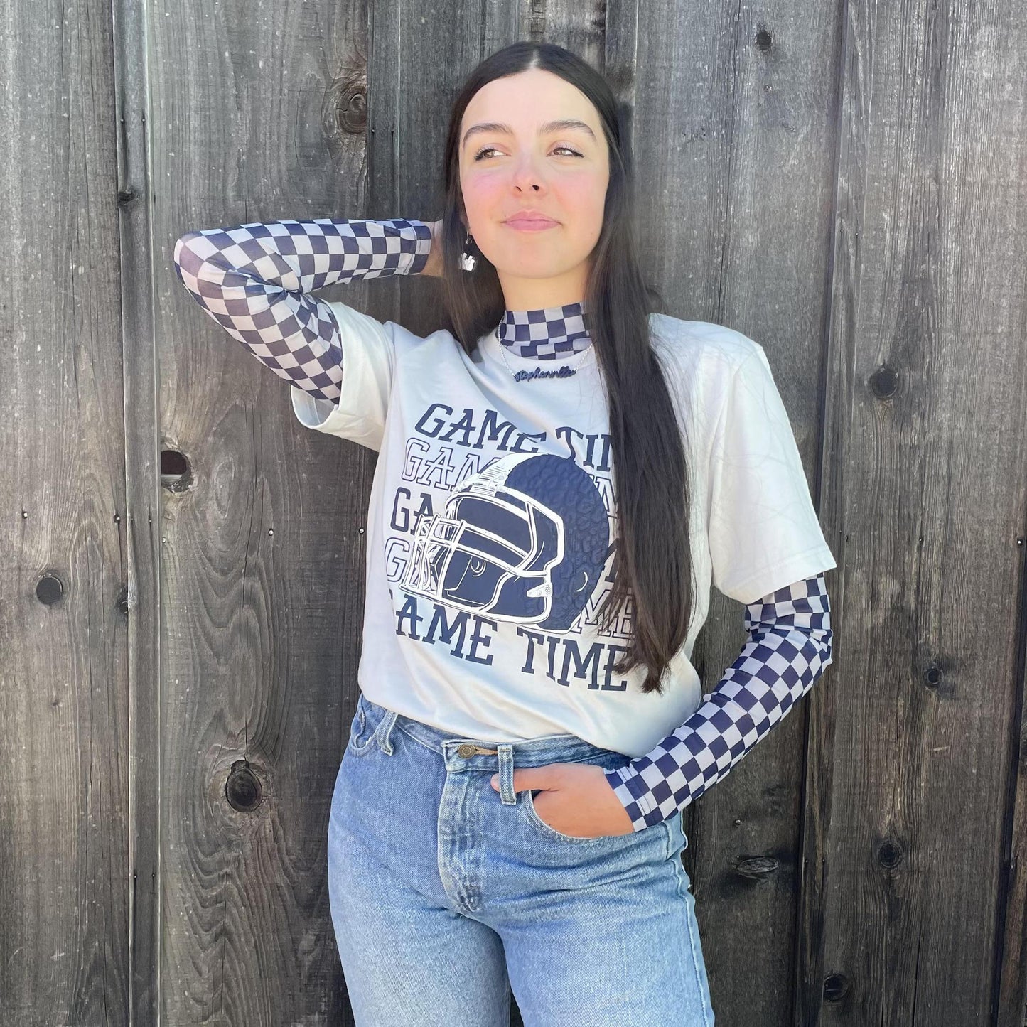 Navy Checkered Mesh Shirt- Sterling Kreek