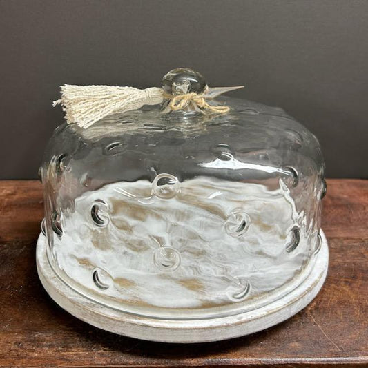 Hobnail Glass Cake Dome- Mud Pie