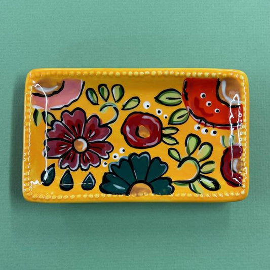 Yellow Floral Trinket Tray- Glory Haus