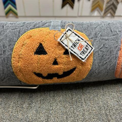 Long Pumpkin Ric Rac Pillow- Mud Pie