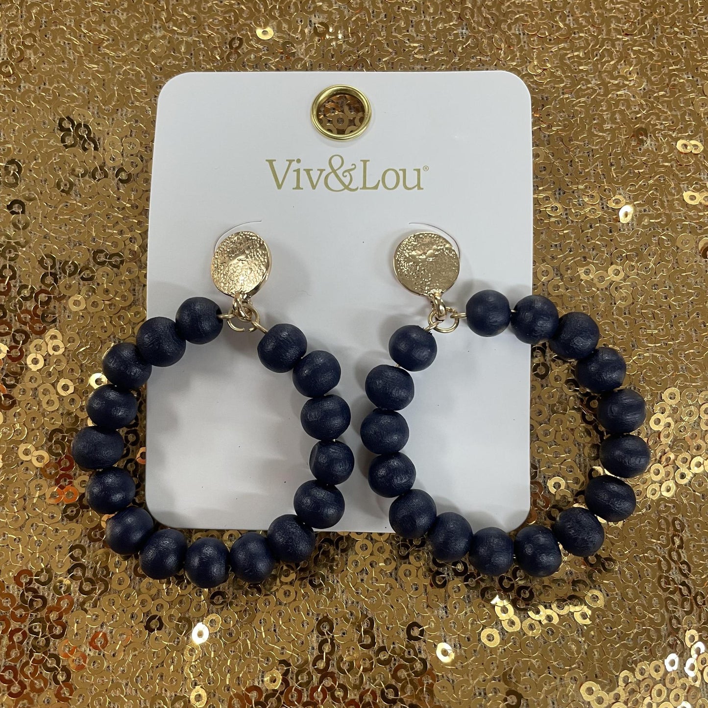 Navy Beaded Earrings - Viv&Lou