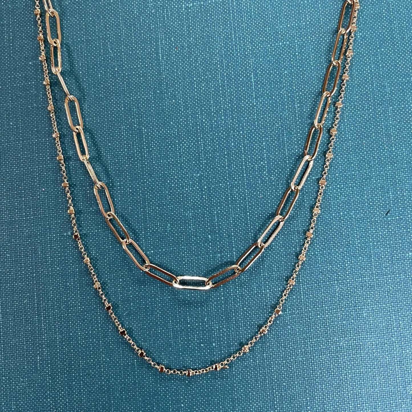 Double Layered Chain Necklace - Gold