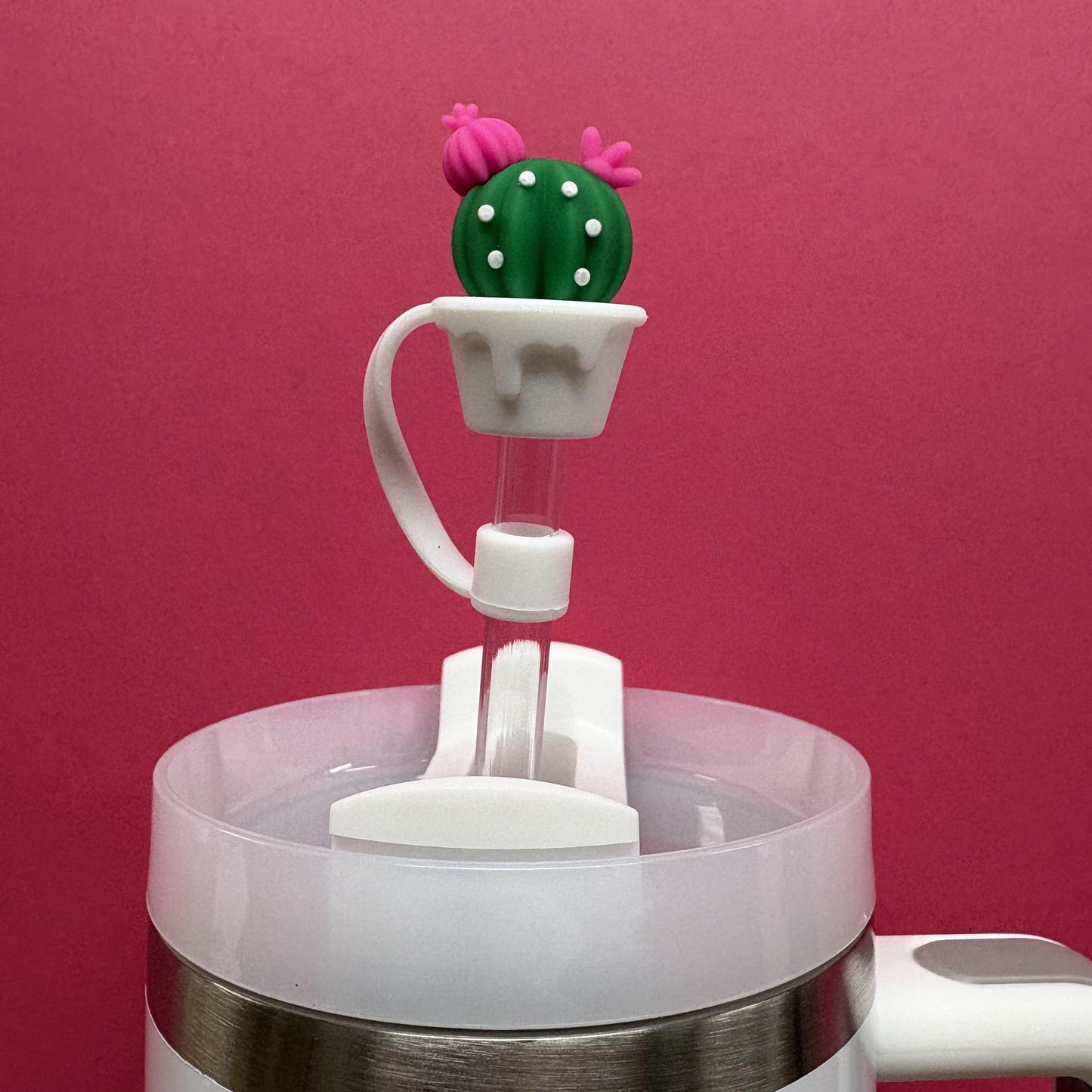 Straw Topper - Pink Cactus