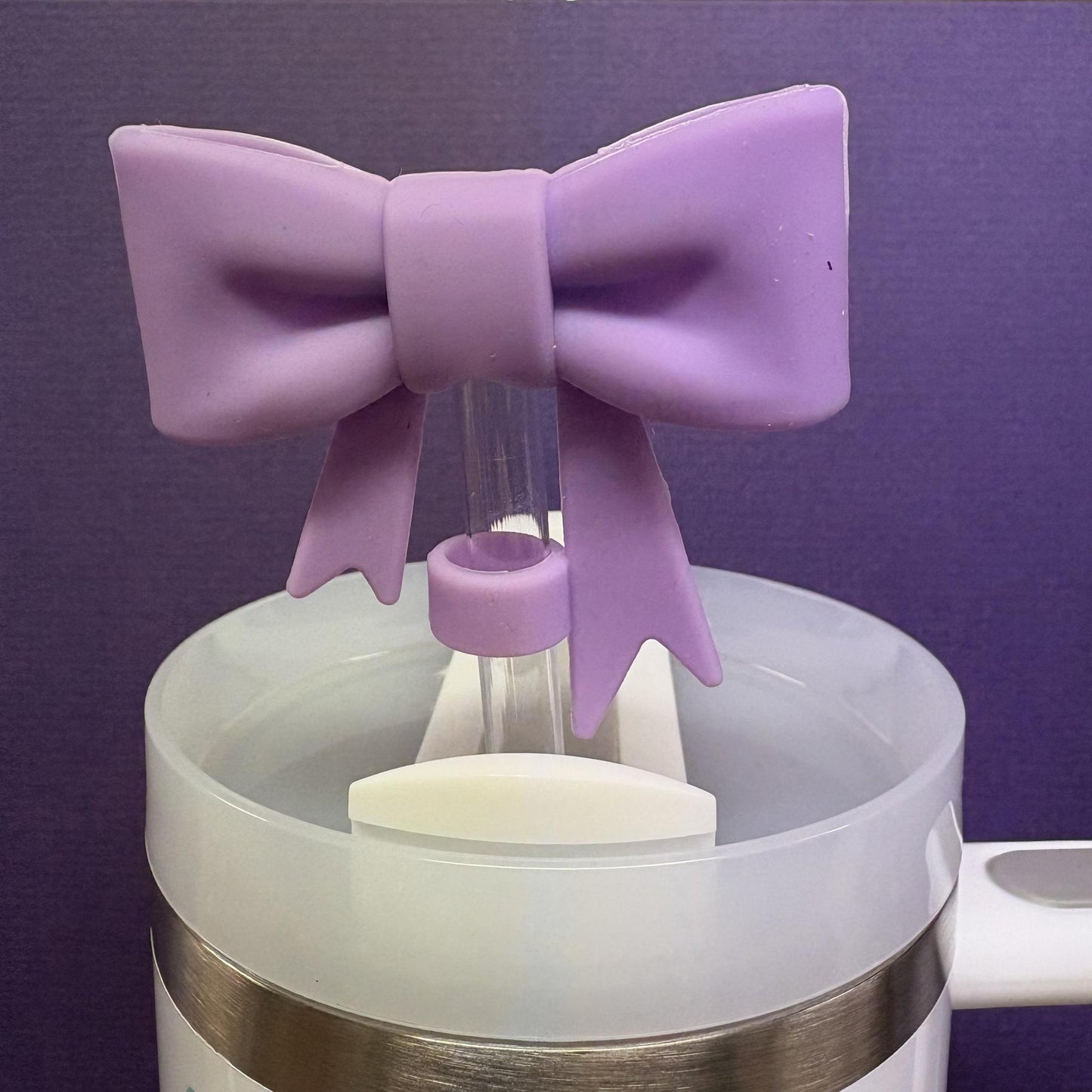 Straw Topper - Large Purple Bow