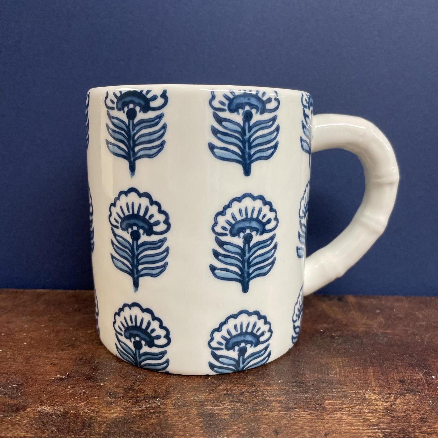 Blue Block Print Mugs - Mud Pie