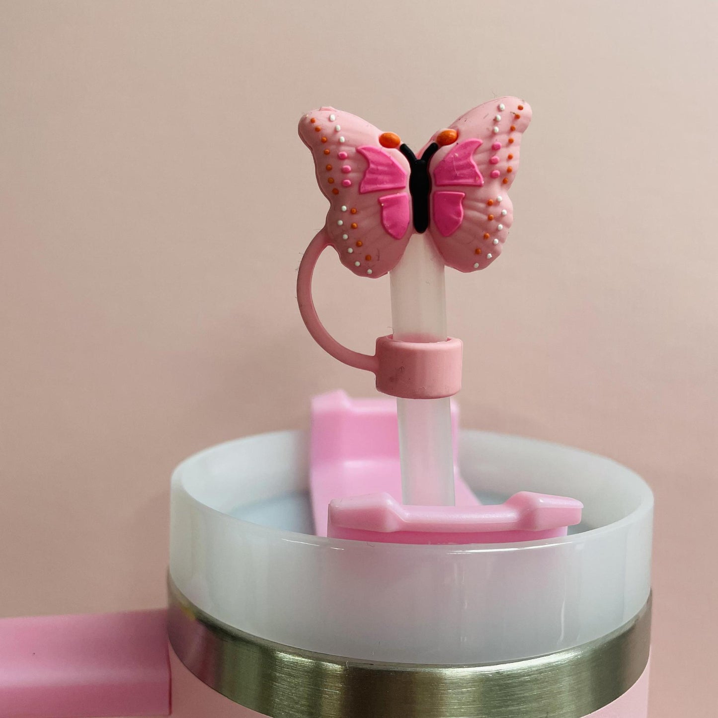 Straw Topper - Pink Butterfly