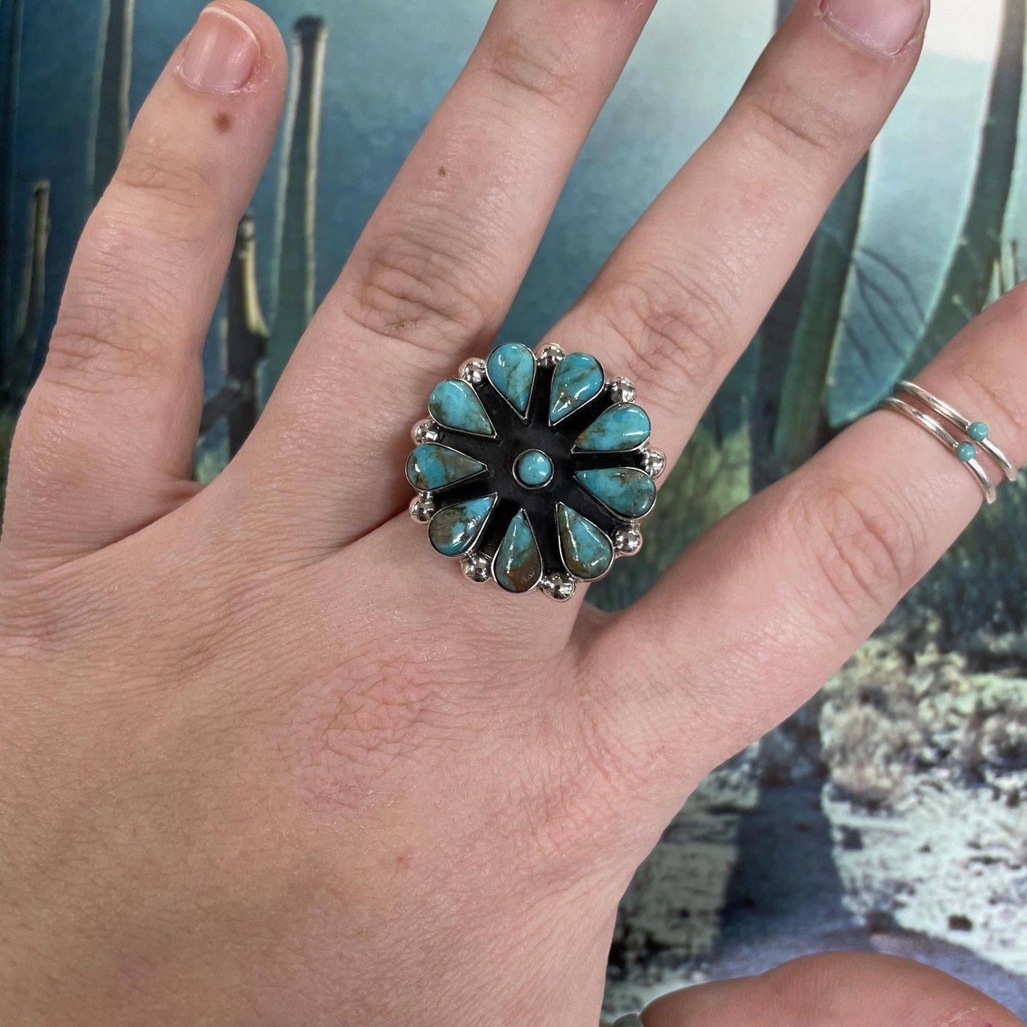 1" Circle Cluster Adjustable Ring - Boho Sol