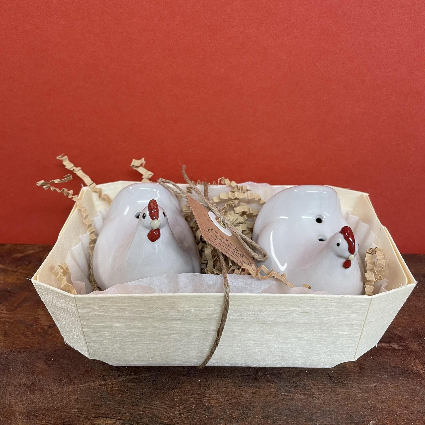 Farm Hen Salt and Pepper Basket - Mud Pie