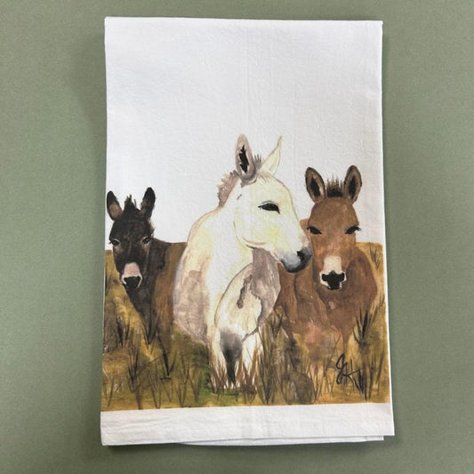 Three Donkey Tea Towel- Dolly Estelle