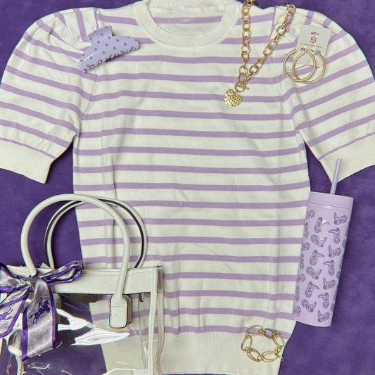 Purple Striped Sweater Top - Vine & Love