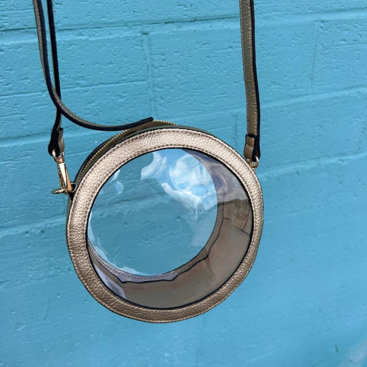 Clear Circular Gold Crossbody- Jen & Co.