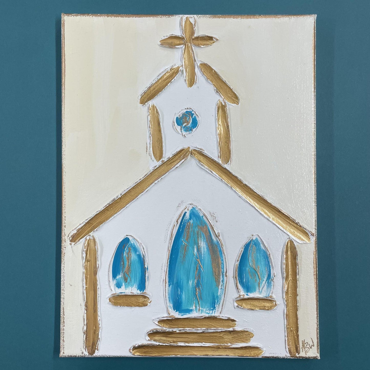 Hand Painted Rustic Church Canvas - 11x14 - Coddiwomple