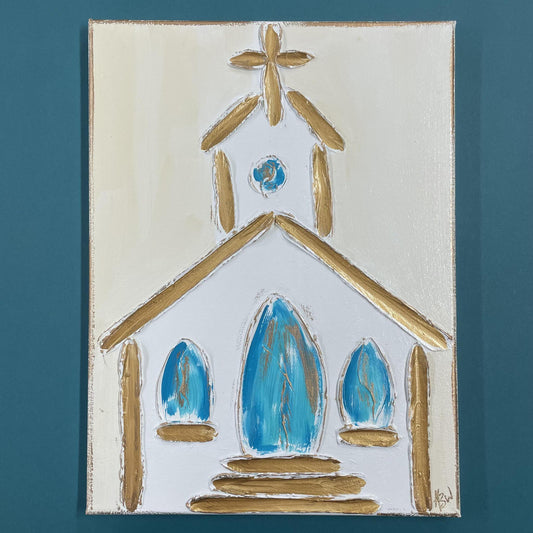 Hand Painted Rustic Church Canvas - 11x14 - Coddiwomple