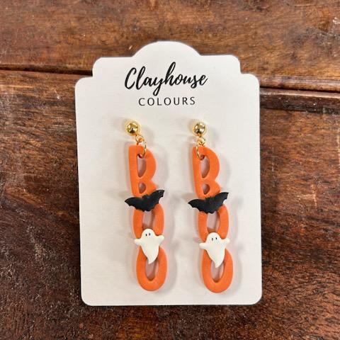 Orange BOO Earrings- Clayhouse Colours