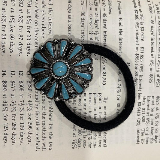 Round Turquoise Hair Tie- Dallas