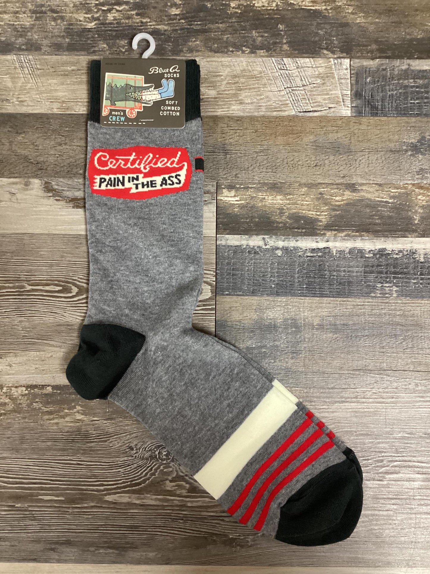 "Certified Pain In The Ass" Socks Blue Q