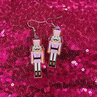Pink Iridescent Nutcracker Earrings