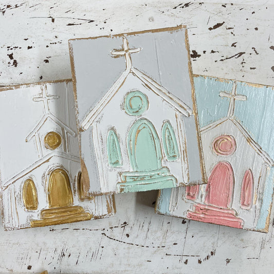 5x7 Church Hand Painted Wood Blocks - Coddiwomple