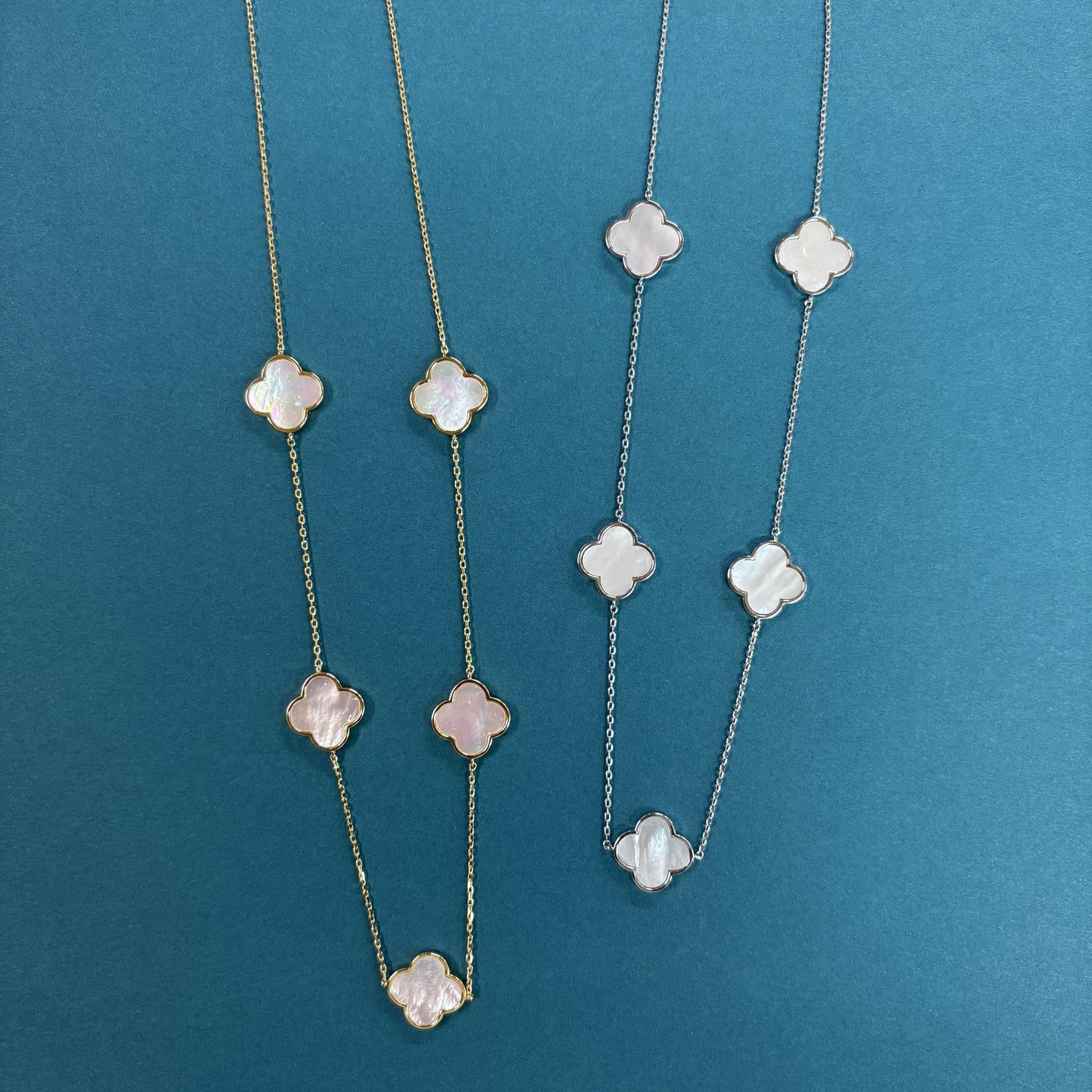 Linked Clovers Long Necklace - Fashion City