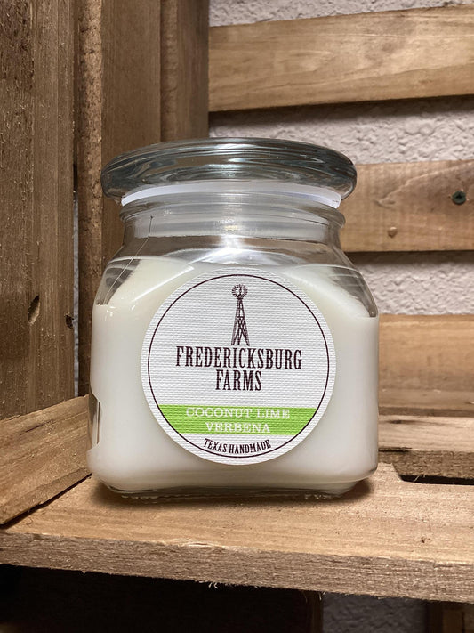 "Coconut Lime Verbena" 10 oz Candle -Fredericksburg Farms