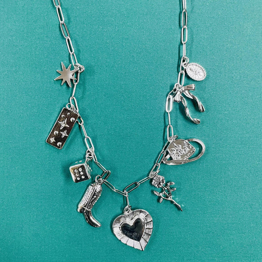 Silver Multi Western Charm Necklace - LBF