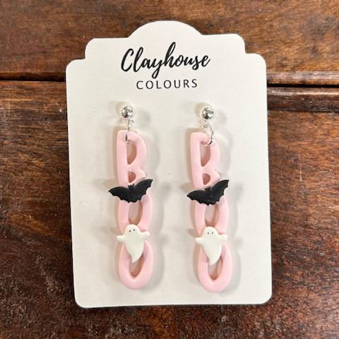 Pink BOO Earrings- Clayhouse Colours