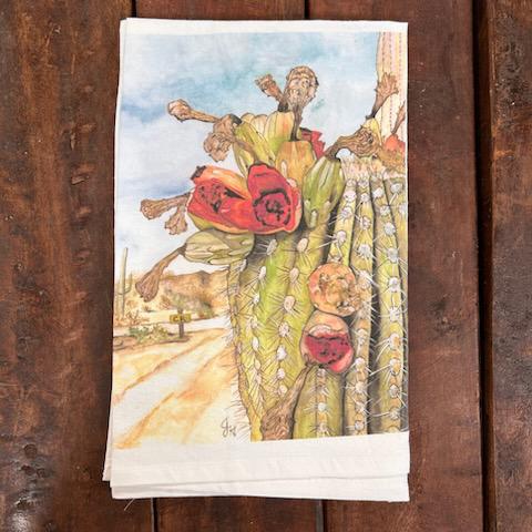 Country Roads Cactus Tea Towel- Dolly Estelle