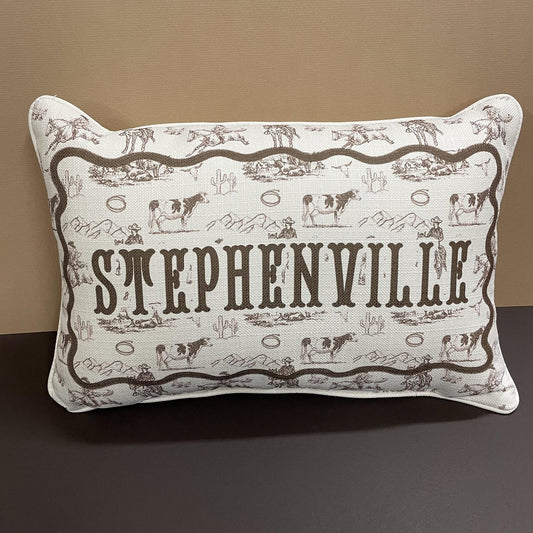 Cowboy Toile Stephenville Pillow- Little Birdie