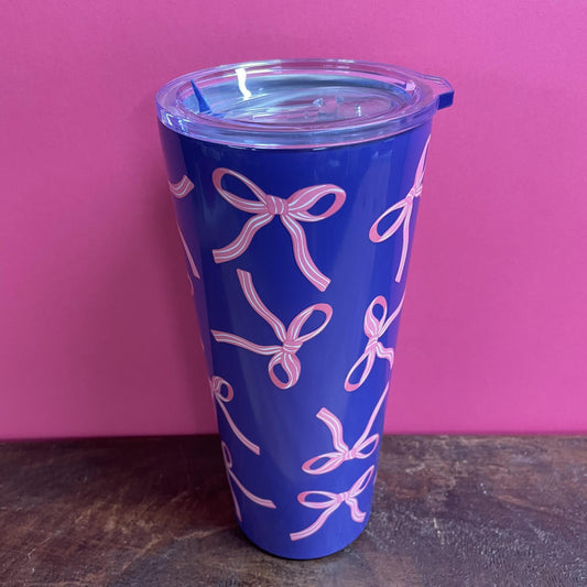 Navy and Pink Bows Tumbler - Mary Square