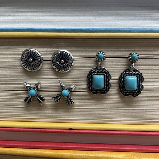 3 Stud Earrings Set - Arrows