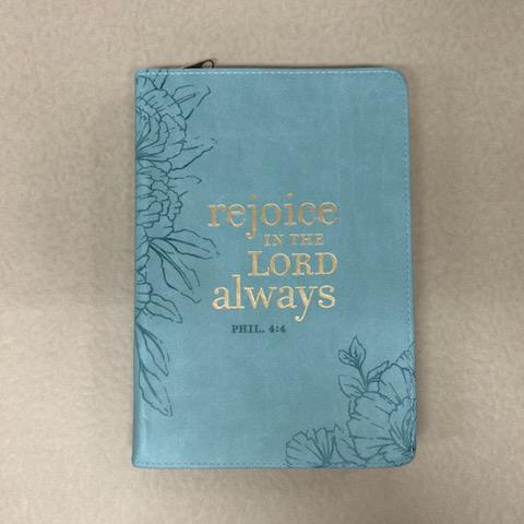 Rejoice Teal Floral Journal with Zipper- CAG