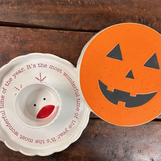 Pumpkin/Santa Reverse Pedestal- Mud Pie