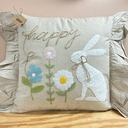 Happy Embordered Pillow- Easter Mud Pie