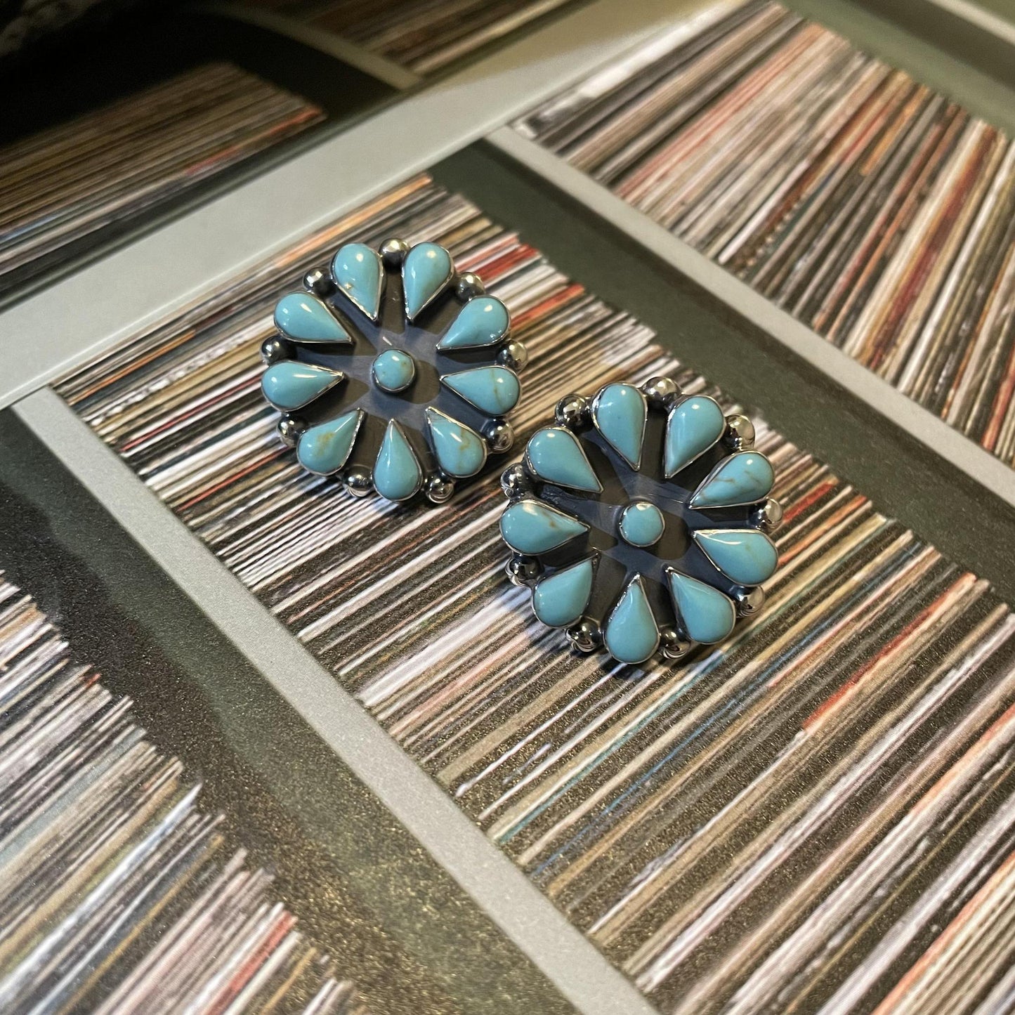 Turquoise Cluster Earrings- Boho Sol