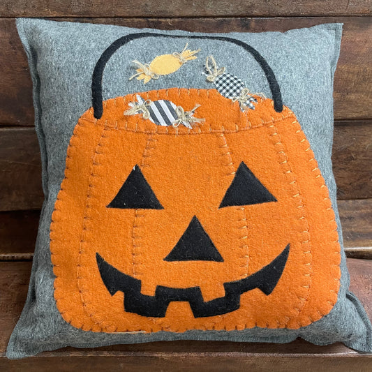 Pumpkin Felt Pillow- Mud Pie