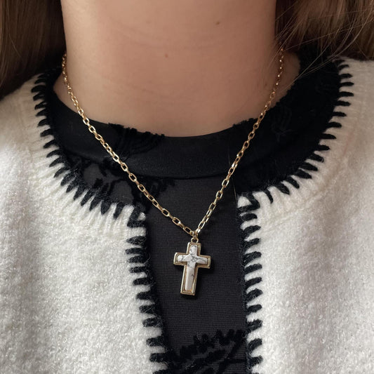 Cross-Shaped Howlite Necklace