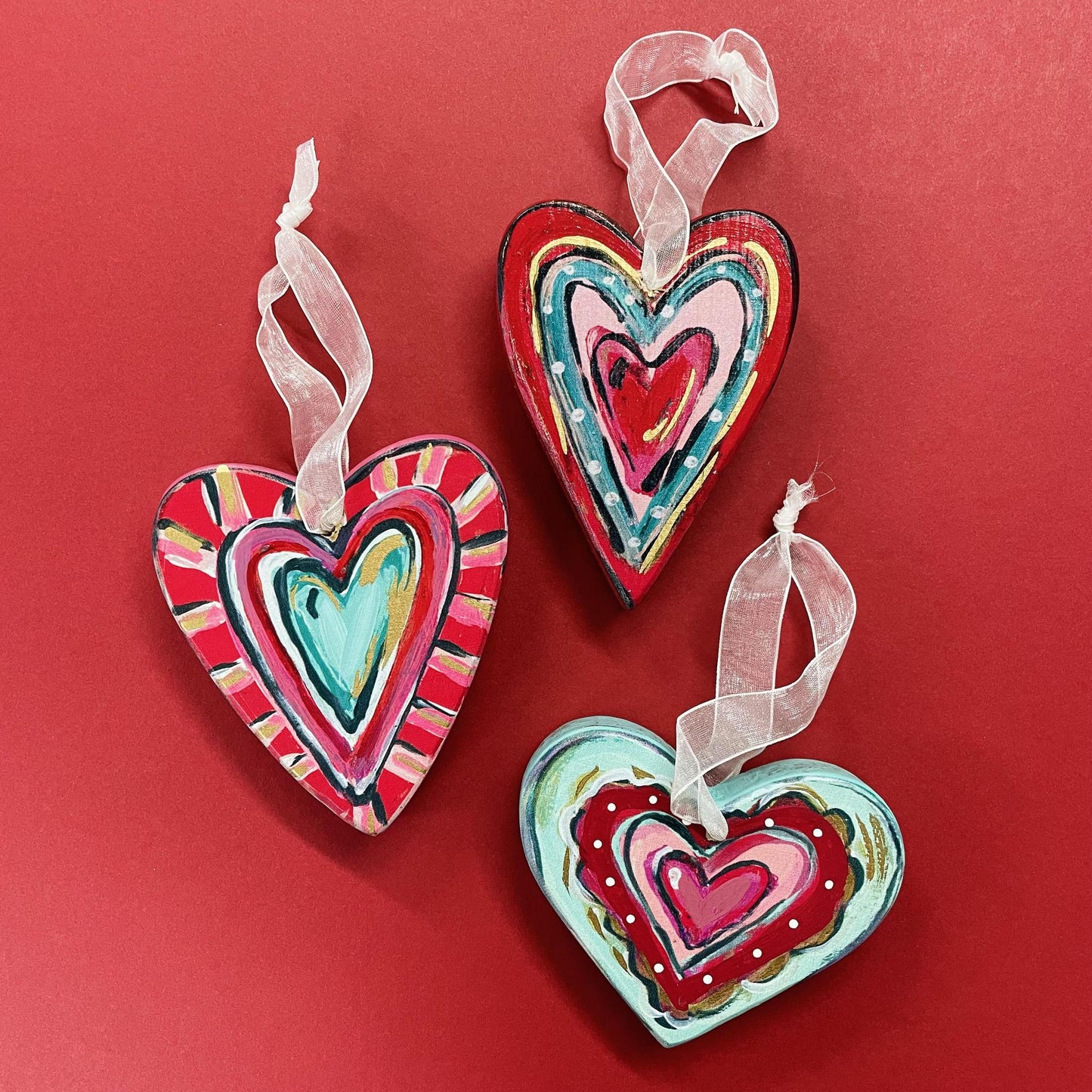 Wooden Valentine's Ornaments - Glory Haus