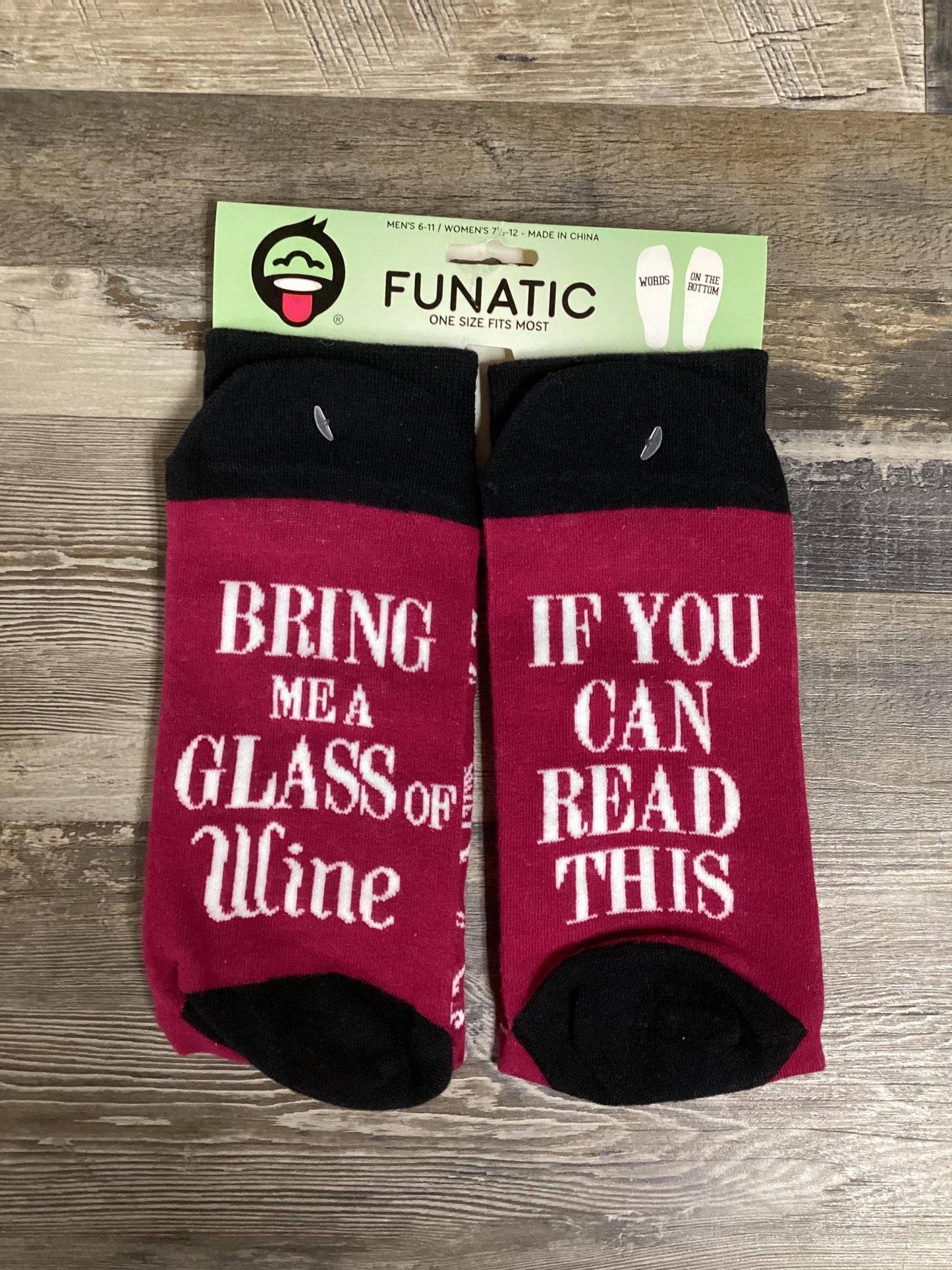"Bring Me A Glass Of Wine" Socks- Funatic