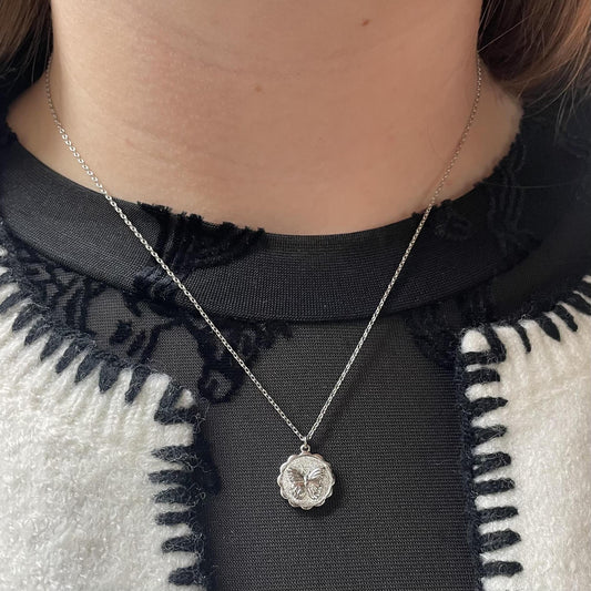 Butterfly Disk Charm Necklace