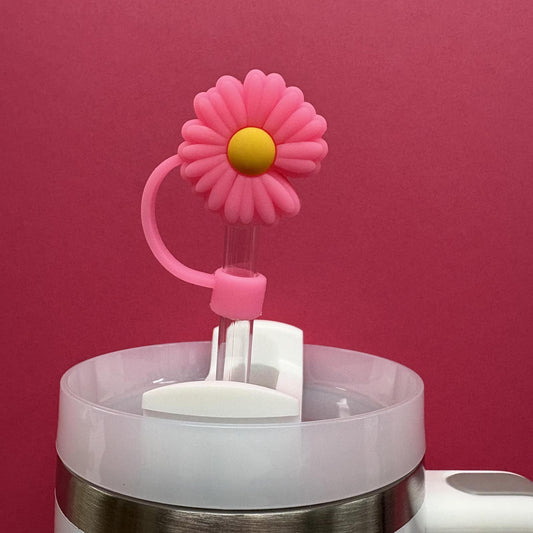 Straw Topper - Pink Daisy