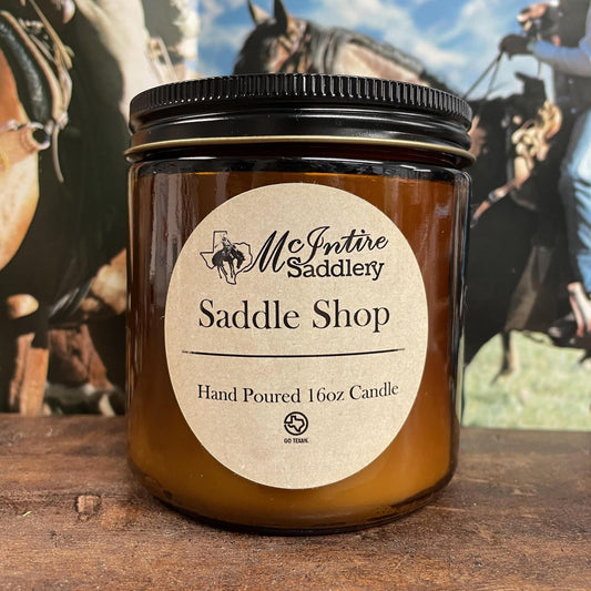 Saddle Shop Candle - 16oz - McIntire Saddlery