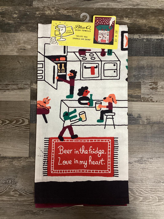 "Beer In The Fridge..." Dish Towel- Blue Q