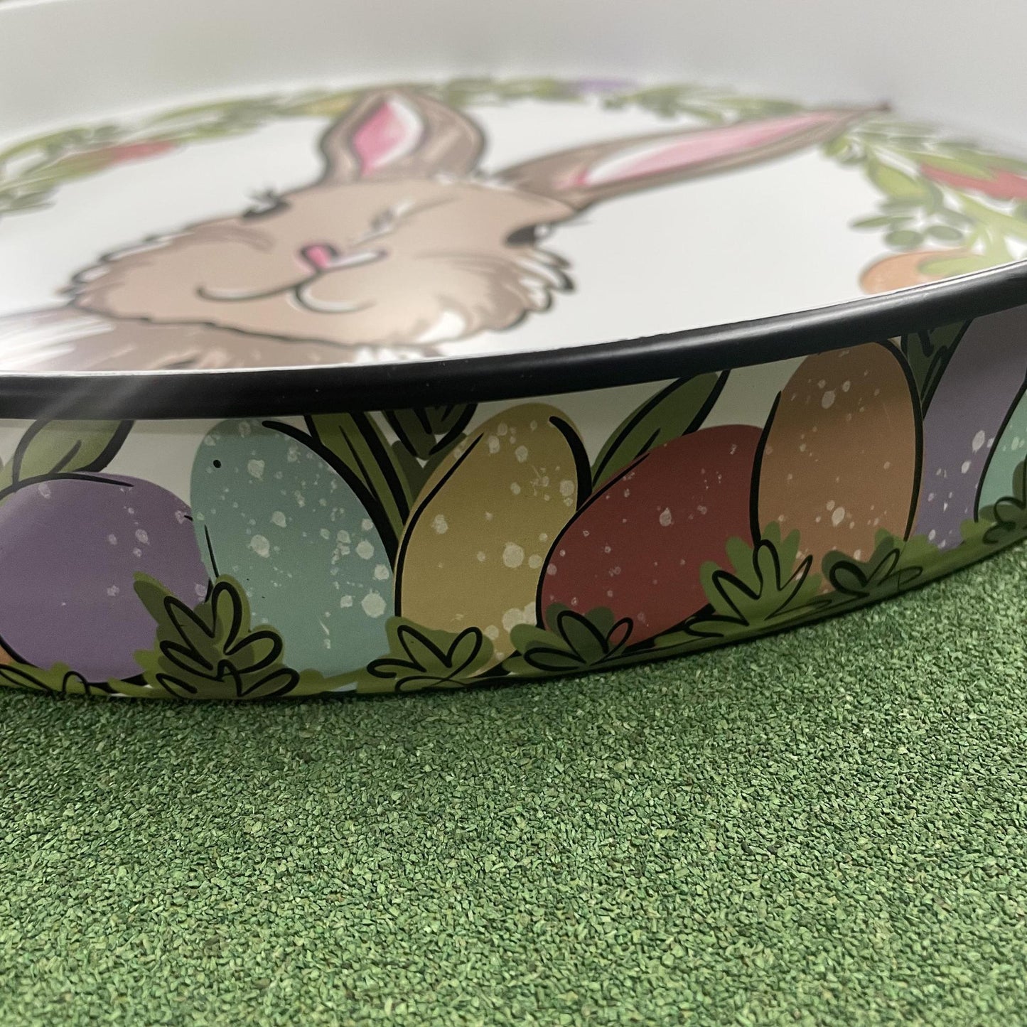 Egg Wreath Bunny Enamel Tray - Glory Haus