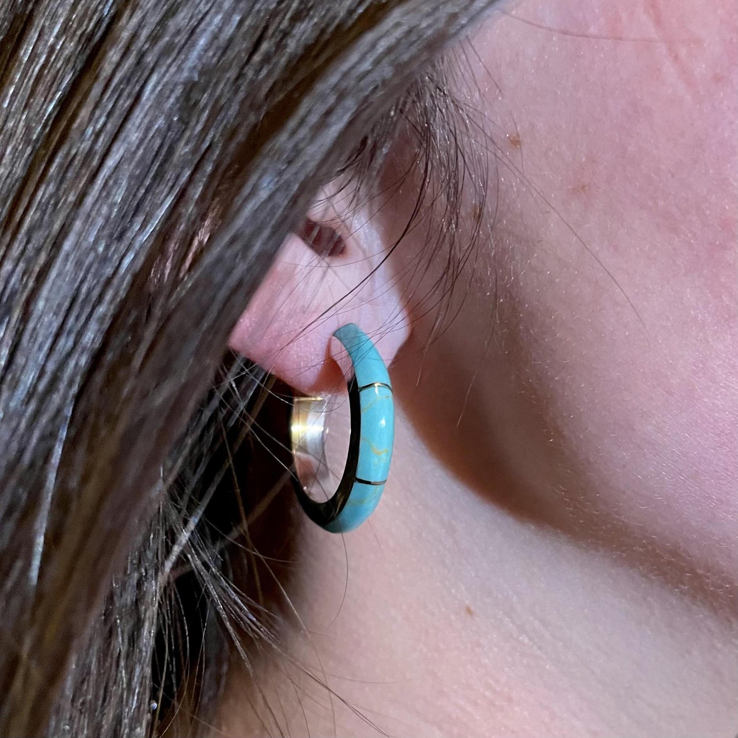 Small Turquoise Hoops- Boho Sol