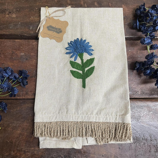 Single Floral Embroidery Towel- Mud Pie
