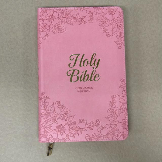 Kjv Bible Pink Floral W/Zipper- CAG