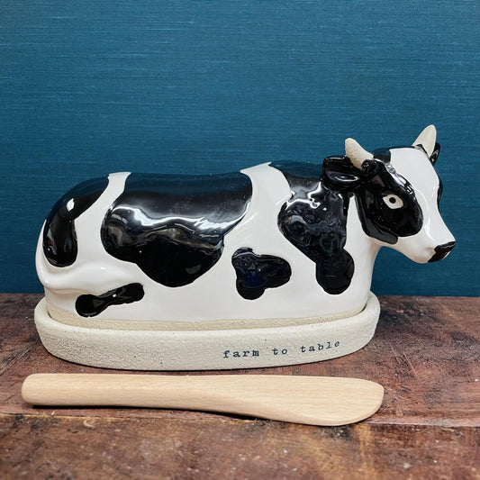 Cow Stoneware Butter Dish - Mud Pie
