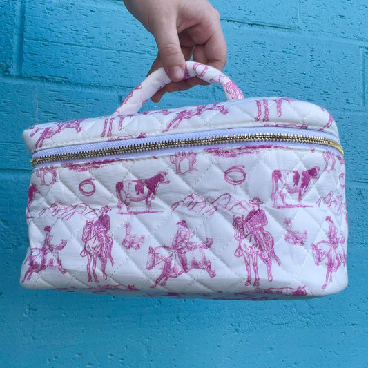 Pink Cowboy Cosmetic Bag- Mugsby